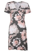 Damen Kleid Helle Wickeloptik V-Ausschnitt Kurzarn Blumenmuster