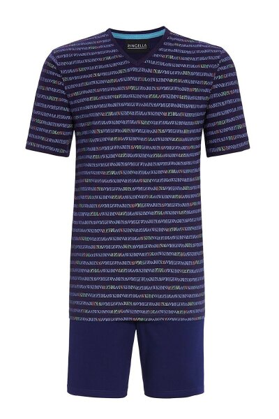 Herren Shorty Pyjama Kurzarm Zweiteiler mit V-Ausschnitt 100% Baumwolle